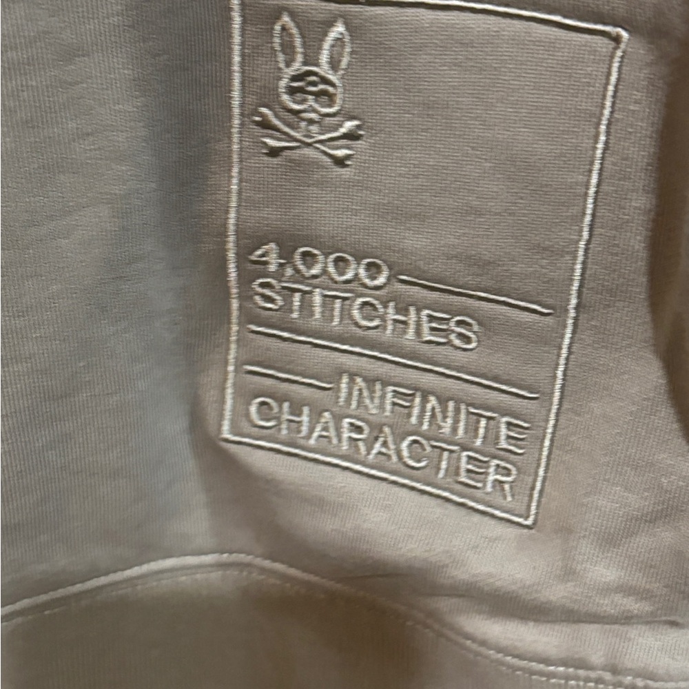 Psycho Bunny Hoodie Mens XL Beige Pullover 4000 Stitches Infinite Character - Picture 8 of 8